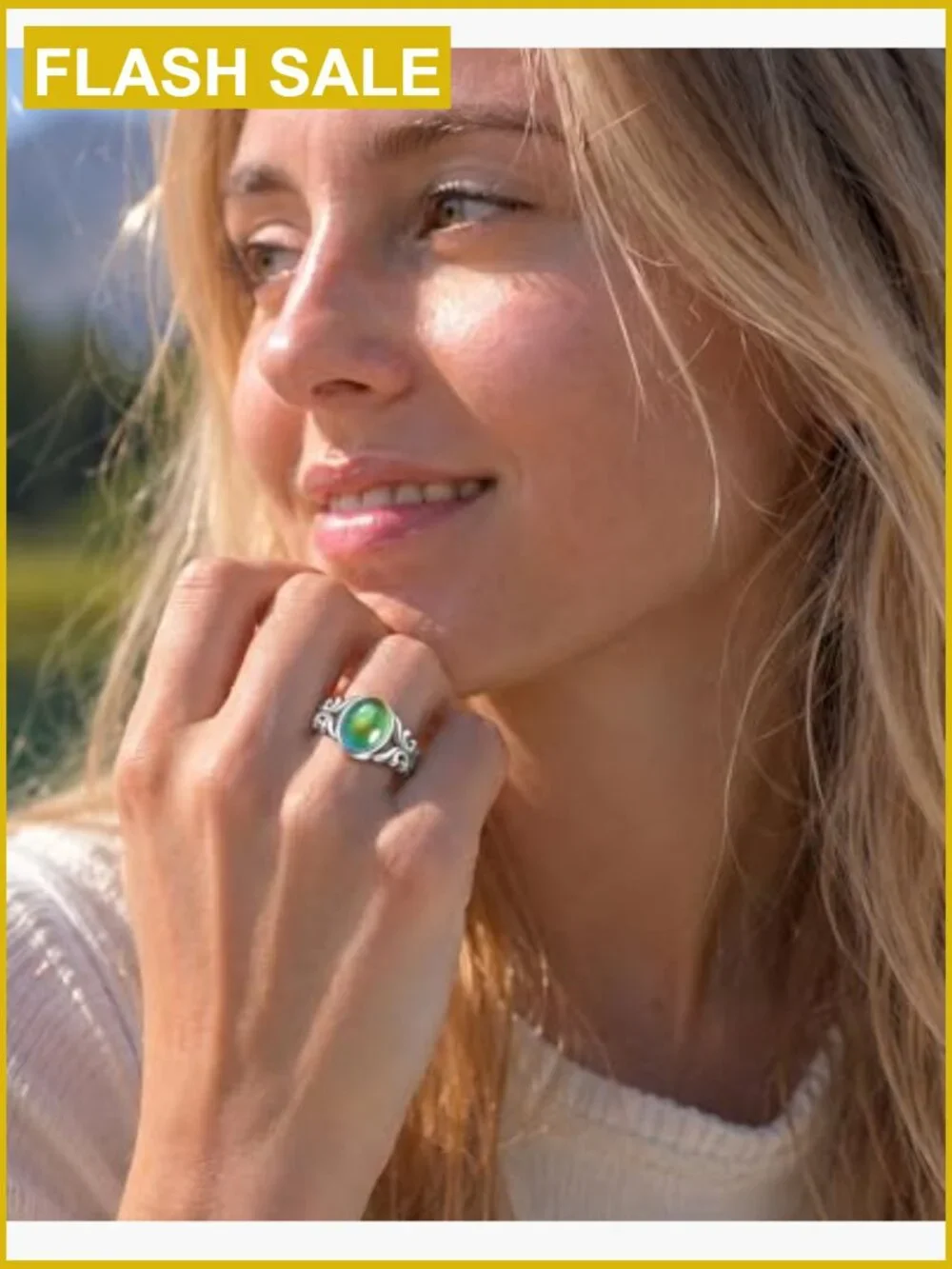 Sterling Silver Mood Ring Color Changing Thermochromic Size 7 Statement Ring